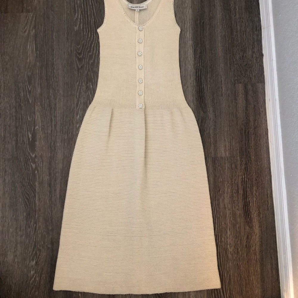 Saks 5th ave creme glittery dress